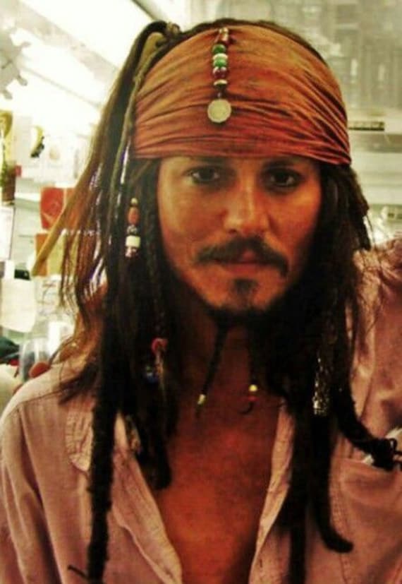 Piece of Eight Jack Sparrow Headscarf Hair Beads Pirate Costume Cosplay  Jewelry Strand