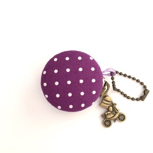 4 cm Macaron Geldbörse, Schmucketui; aubergine lila mit weißen tupfen, Ehering box, reise schmucketui