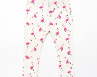 Baby girls flamingo print leggings, Toddler Girl, Girly baby pants, sized from 0-3 months upto 18-24 months