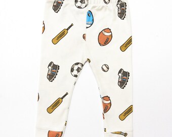 Baby boys Sports print leggings, Baby pants, joggers, toddler boy pants, Cricket, Football, Rugby, Baseball print