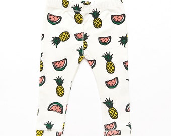 Unisex Fruit print baby leggings\pants,toddler pants,Pineapple & Watermelon print,Funky, Baby Boys leggings,BabyGirls leggings,Baby trousers