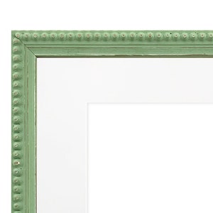 Crown Green Photo Frame with White Mount, Wooden Picture Frame, Green Distressed Picture Frame, White Mount, Frame with Mount, Wood Frame