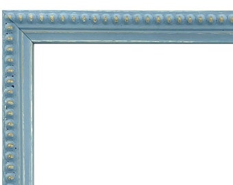 Crown Blue Wooden Picture Frame, Wood Bobbin Distressed Frame