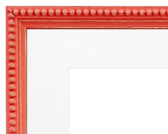 Crown Red Photo Frame with White Mount, Wooden Picture Frame, Distressed Picture Frame, White Mount, Frame with Mount, Wood Frame, Red Frame