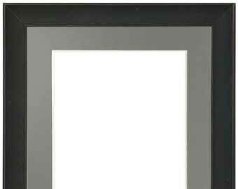Black Tuscany Wood Picture Frame with Dark Grey Mount
