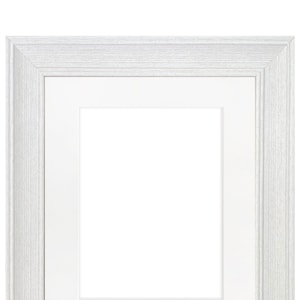 Scandi White Limed Photo Frame with White Mount, White Picture Frame, White Distressed Picture Frame, Mount, Frame with Mount, Art Frames