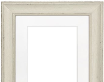 Scandi Ivory Grey Photo Frame with White Mount, Ivory Picture Frame, Distressed Picture Frame, White Mount, Frame with Mount, Art Frames