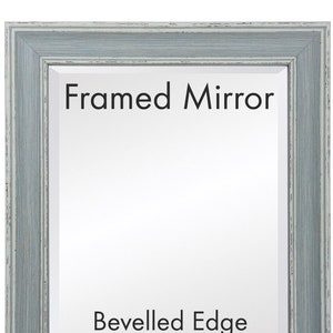 Scandi Blue Bevelled Mirror: Distressed Recycled Plastic Frame