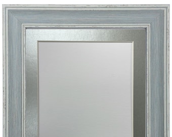 Scandi Blue Distressed Photo Frame with Silver Mount
