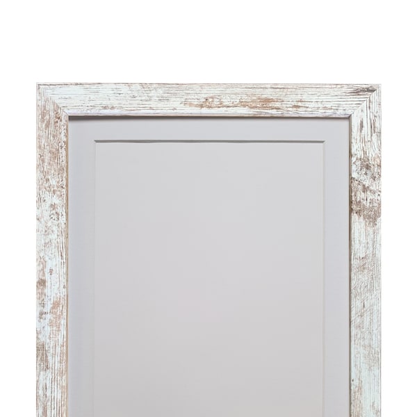 H7 Distressed White Wood Photo Frame with White Mount