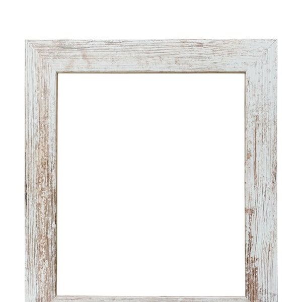 Metro Distressed White Photo Frame, White Wood Picture Frame, A4 Frame, A3 Frame, 10x8 Frame, 14x11 Frame, Frame with Plastic Glass