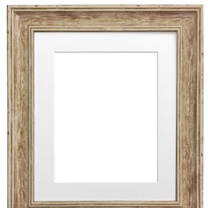 Scandi Distressed Wood Photo Frame with White Mount, Wood Picture Frame, Wood Distressed Picture Frame, White Mount, Frame with Mount
