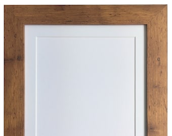 Metro Vintage Wood Photo Frame with White Mount, Picture Frame, Poster Frame, Frame for Prints, Frame for Pictures, Art Frames