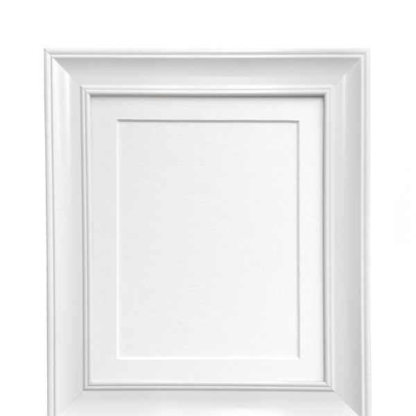 Scandi Vintage White Photo Frame with White Mount, White Frame & Mount, Frame with Mount, Art Frames