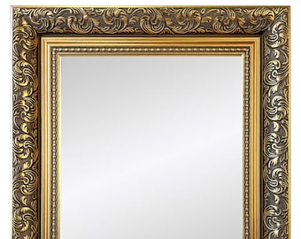 Gold Dahlia Framed Wall Mirror: Ornate Home Decor