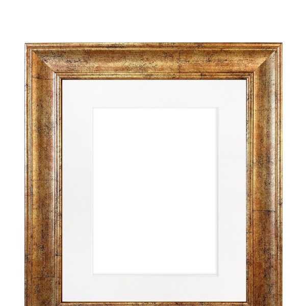 Scandi Antique Gold Photo Frame with White Mount, Copper Picture Frame, Gold Distressed Picture Frame, White Mount, Frame with Mount