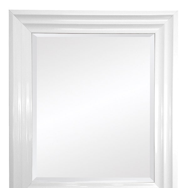 Miroir Firenza blanc brillant, Miroir avec cadre blanc, Miroir déco, Miroir mural décoratif, Miroir mural