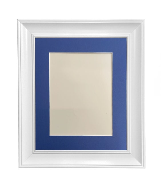 Scandi White Photo Frame: Oxford Blue Mount, Recycled Plastic