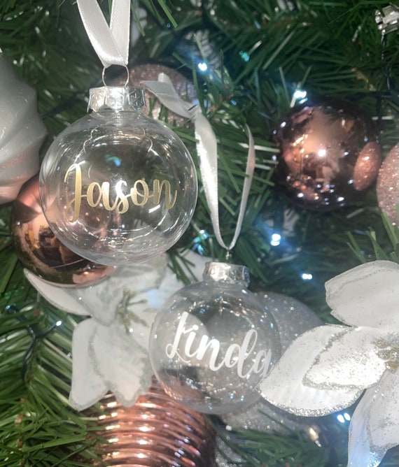 Boule De Noël Transparente 8 Cm Avec Cheveux D'anges Personnalisée - Neuf