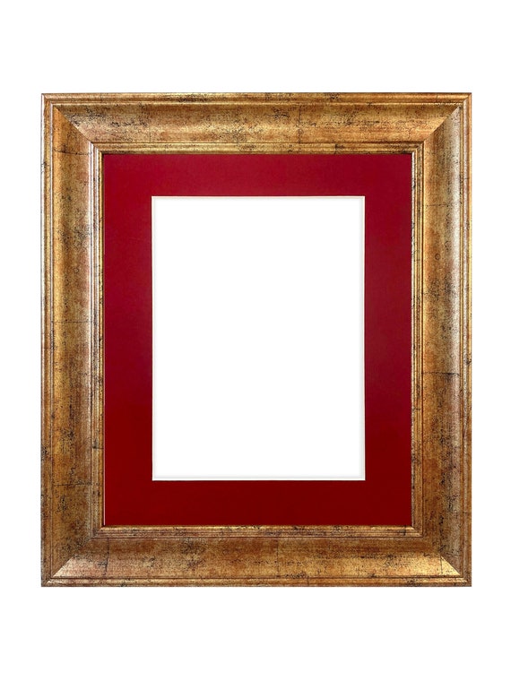Scandi Antique Gold Photo Frame With Red Mount - Etsy display picture 3