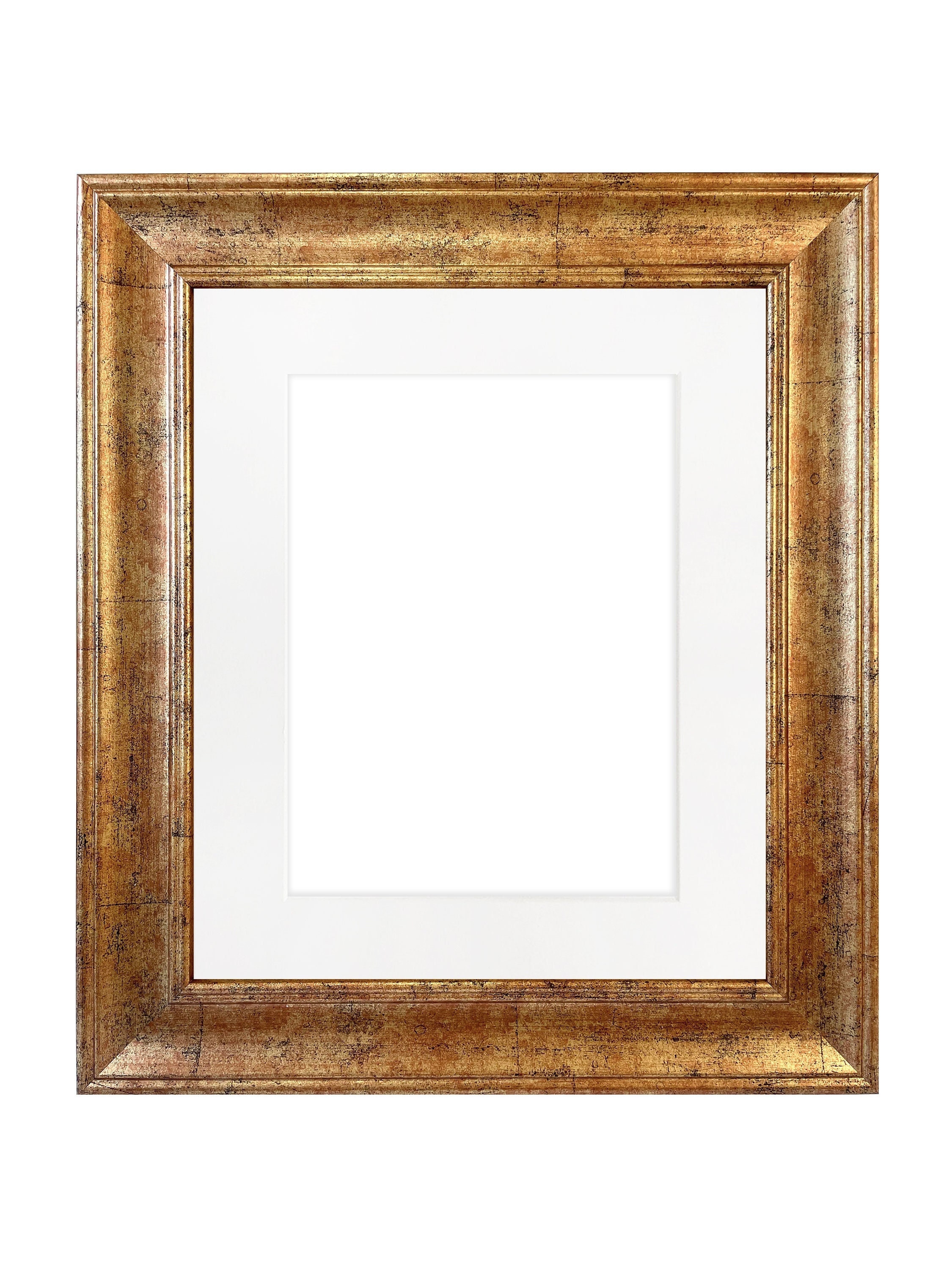 Scandi Antique Gold Photo Frame With White Mount, Copper