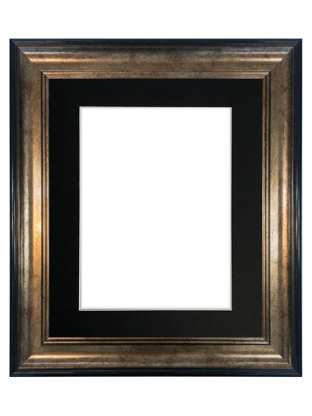Scandi Black & Gold Photo Frame With Black Mount, Gold Picture Frame