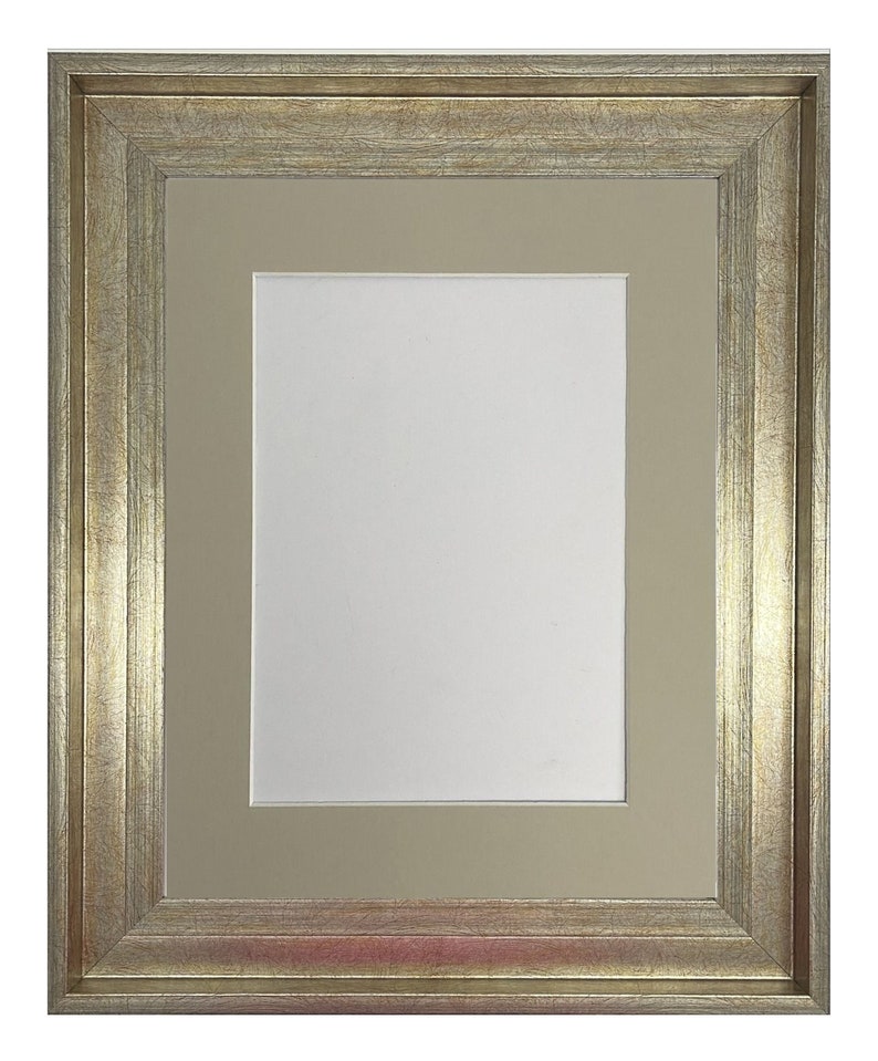 May include: A gold picture frame with a double mat. The outer mat is a light brown and the inner mat is a darker brown.