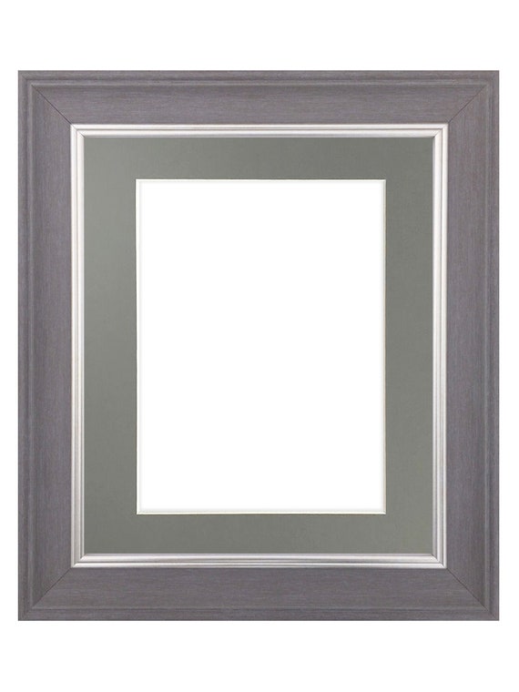 Scandi Slate Grey Photo Frame With Dark Grey Mount Grey Etsy UK