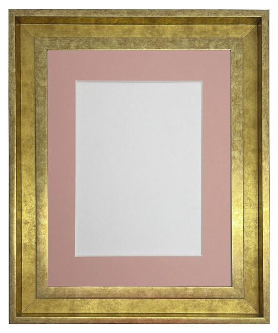 Shoreditch Gold Photo Frame with Pink Mount: Gallery Exhibition Style