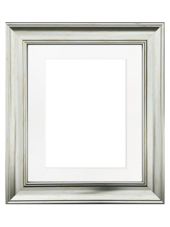 Scandi Vintage Silver Picture Frame with White Mount