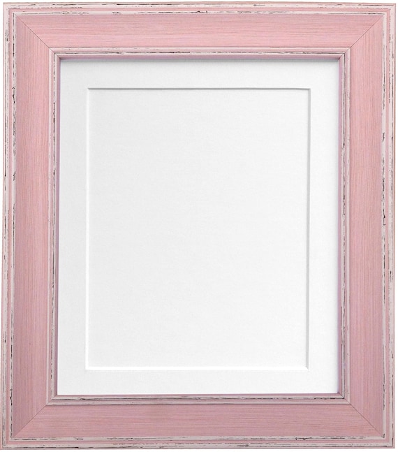 Scandi Distressed Pink Photo Frame with White Mount