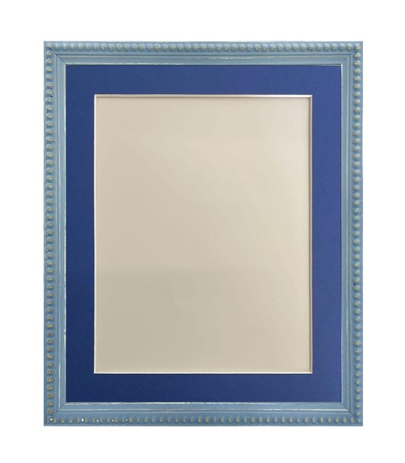 Crown Blue Distressed Wood Photo Frame with Oxford Blue Mount