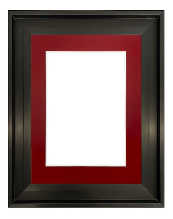 Black Shoreditch Photo Frame with Red Mount: Gallery Style, Custom Sizes