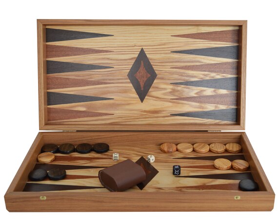 hecho a mano en Grecia Juego de backgammon de madera de caoba tradicional