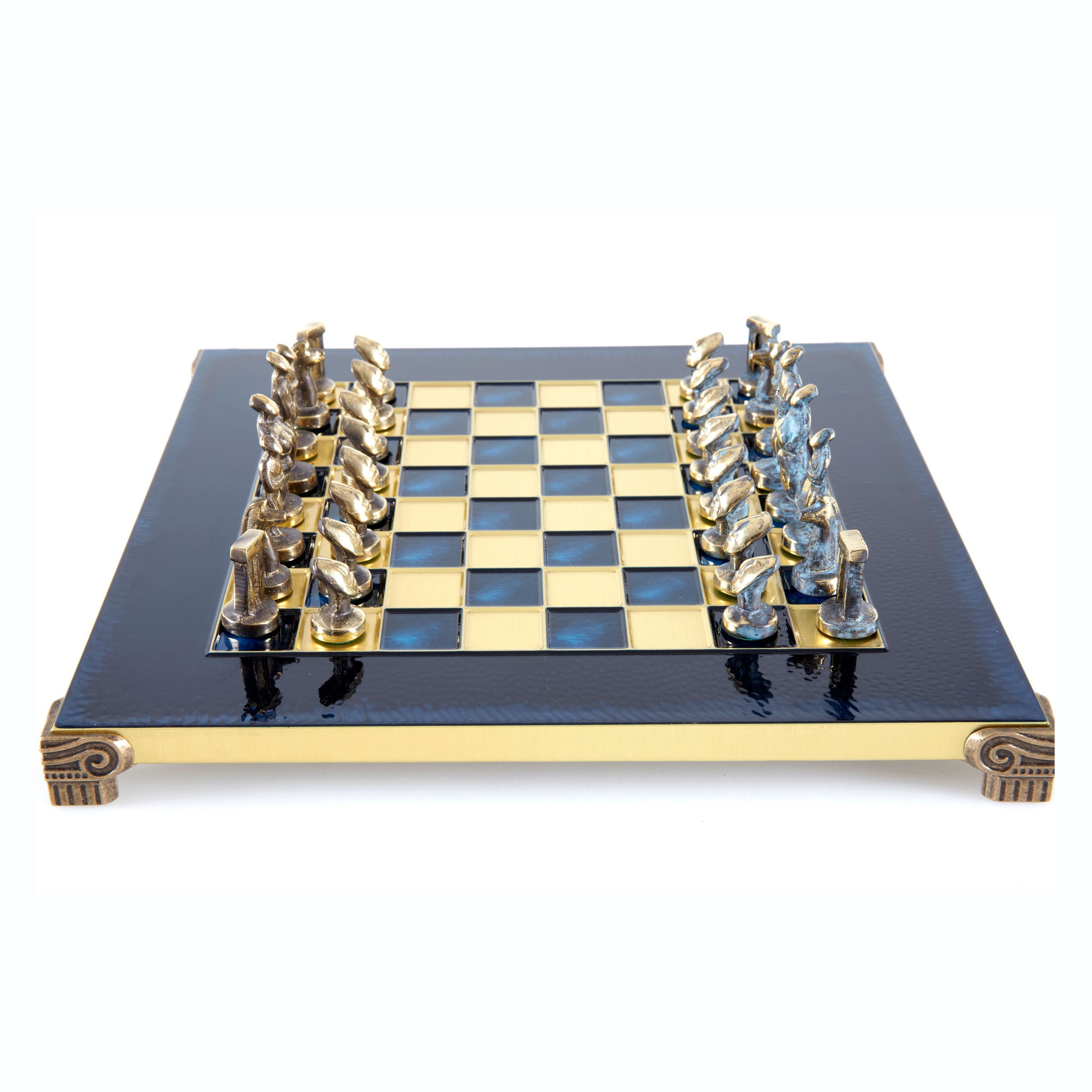 ARTE cicladica grande set di scacchi-materiale Bronzo-Blu ossidare Board 