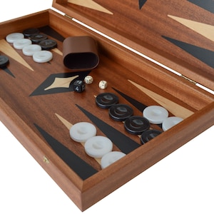 Traditional Mahogany wood Backgammon Set - HandMade in Greece