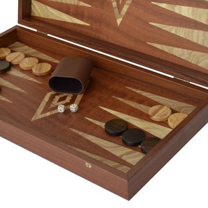 Mahogany Olive Wood Traditional 19&quot; Backgammon Set - Handmade in Greece