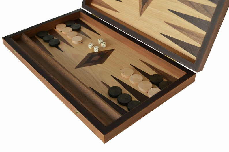 Manopoulos Traditional Mahogany wood Backgammon Set HandMade in Greece