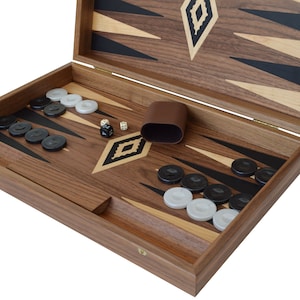 Walnut 19&quot; Backgammon Set - Hand Made in Greece