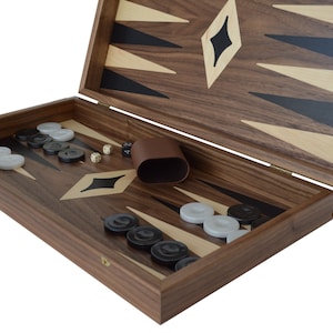 Traditional Walnut wood Backgammon Set - HandMade in Greece