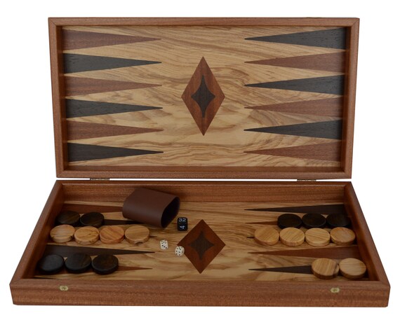 hecho a mano en Grecia Juego de backgammon de madera de caoba tradicional