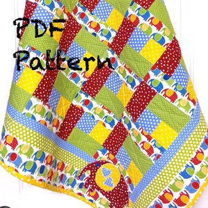 Baby Quilt Pattern, Baby boy quilt pattern, Elephant Quilt Pattern, Quilt Pattern PDF,  Baby blanket pattern, quilt pattern