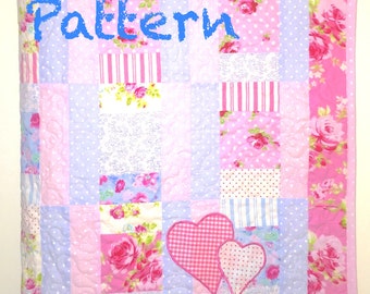 Sweet Baby Girl Quilt Pattern - Modern Baby Quilt Pattern, Cottage Chic Baby Quilt Pattern, Baby Quilt Pattern, PDF Pattern - Quilt