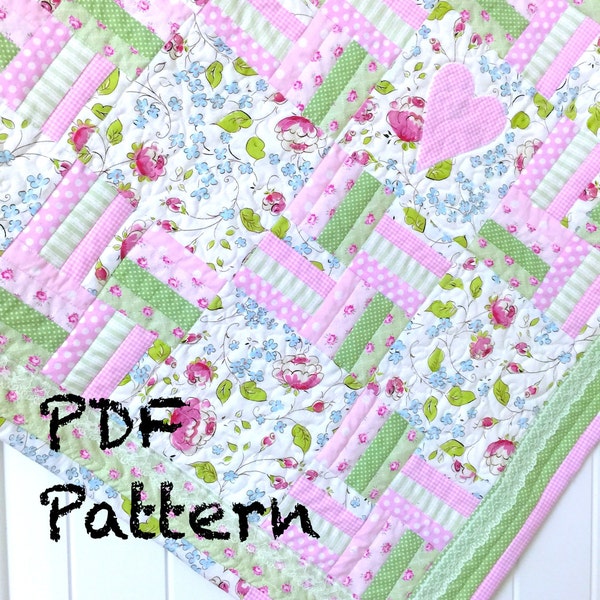 Chic Baby Quilt Pattern , Farmhouse Baby Girl Quilt Pattern, Cottage Chic Quilt Pattern, Quilt Pattern baby, PDF Pattern - Quilt