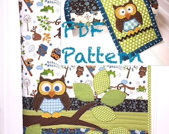 Owl Baby Quilt & Changing Pad Pattern: Applique Design (PDF Pattern)