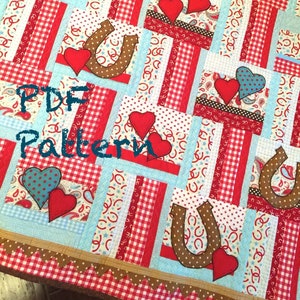 Cowboy Baby Quilt Pattern: Lil&#39; Buckaroo Horseshoe Design (PDF Pattern)