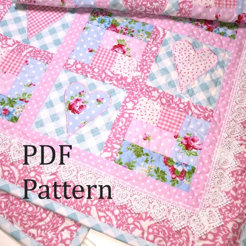 Chic Log Cabin Quilt Pattern Baby Girl Quilt Pattern Modern Etsy