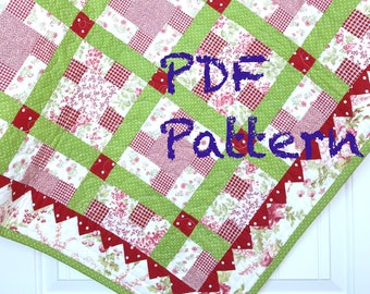 Picnic baby Quilt Pattern, 2 size tutorial - baby quilt -sofa - lap quilt, Modern Baby Quilt Pattern, Chic Lap Size Quilt Pattern,