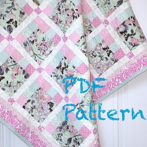 Modern Quilt Pattern, Baby Quilt Pattern, Lap Quilt Pattern, 2 sizes, Baby Girl Quilt Pattern, Sewing Pattern, Quilt PDF Pattern