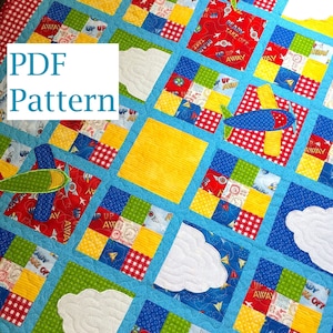 Airplane Baby Quilt Pattern: Patchwork Applique (PDF Pattern)